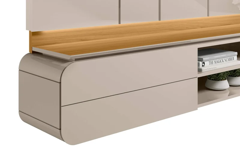 Panel para TV Zurique 200cm con Kit Led MDF/MDP en Beige - Muebles para TV, Uruguay | Balton, vista 8