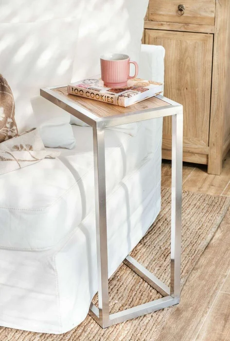 MESA AUXILIAR - OLMO Y ACERO en Madera natural - Mesas de living, Uruguay | La Iberica