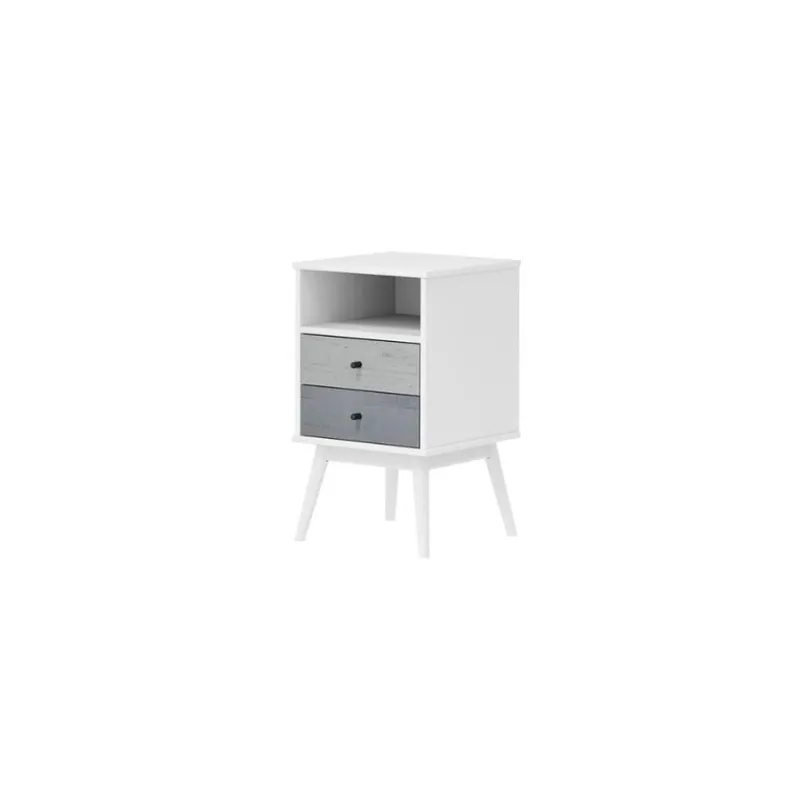 Mesa De Luz 2 Cajones - Nórdica Linea Denver en Blanco - Mesas de luz, Uruguay | Rústico Hogar
