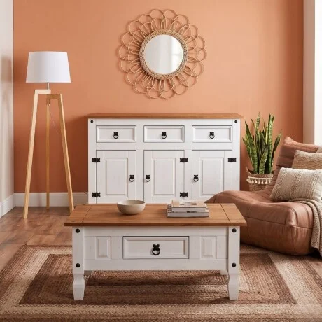 Promo Aparador + Mesa Ratona Linea Naturale - Blanco en Blanco/Roble - Mesas de living, Uruguay | La Cueva Muebles, vista 5