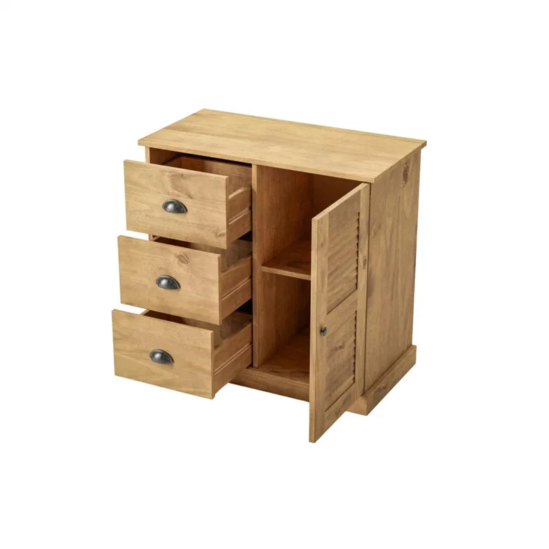 Aparador - 1 Puerta - 3 Cajones - Línea Oslo - Natural en Madera natural - Aparadores y recibidores, Uruguay | Ecowood, vista 3