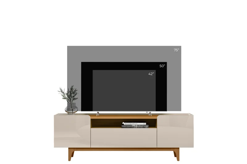 Rack para tv Orlando 180cm Patas en madera maciza en Beige - Muebles para TV, Uruguay | Balton, vista 5