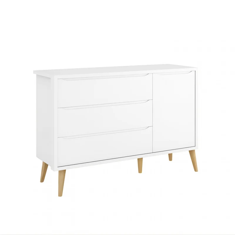 Cómoda 3 Cajones 1 Puerta Zapatera Infantil - Theo - Blanco en Blanco - Cómodas, Uruguay | Rústico Hogar, vista 1 de 3