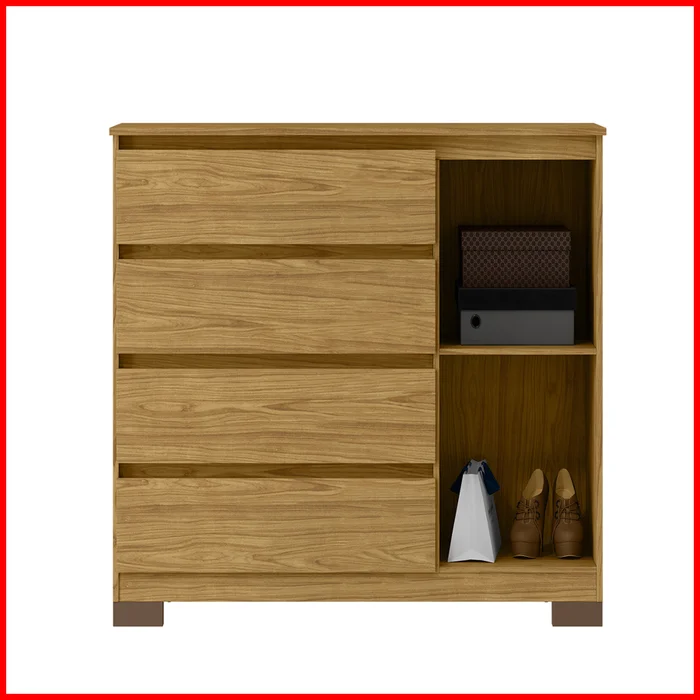 Comoda 4 cajones + puerta – Vega CO 028 en Marrón - Cómodas, Uruguay | Punto Unión, vista 3