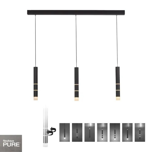 Colgante led rotativo tubular triple 7 posiciones de luz 3000K 30W en Negro - Lámparas colgantes, Uruguay | Iluminica