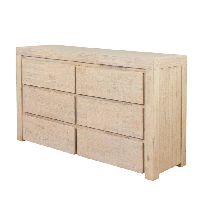 Comoda 6 Cajones Madera-acacia Natural-beige Newport en Blanco - Cómodas, Uruguay | Divino, vista 3