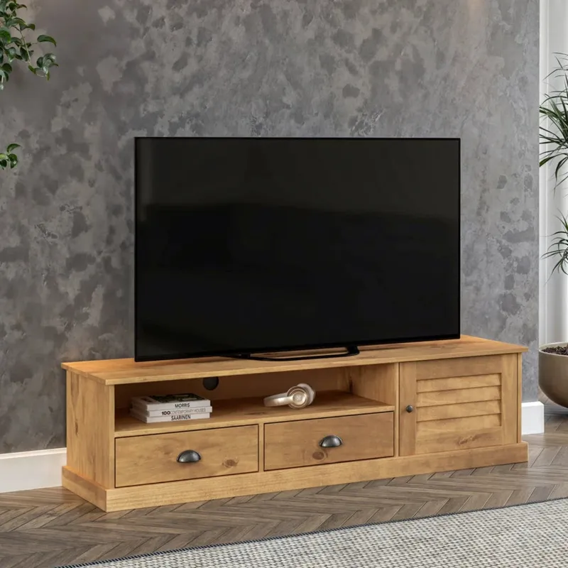 Rack de TV - 1 Puerta - 2 Cajones - Línea Oslo - Natural - Muebles para TV, Uruguay | Ecowood