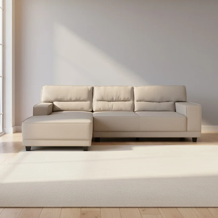 Sofá C/chaise Natural/beige Tela Excelence Izq en Beige - Sillones y sofás, Uruguay | Divino