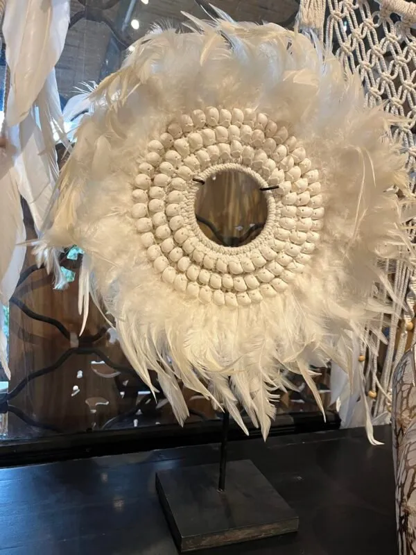 Decoración aro plumas & caracoles blancos en Blanco - Decoración, Uruguay | Balihai
