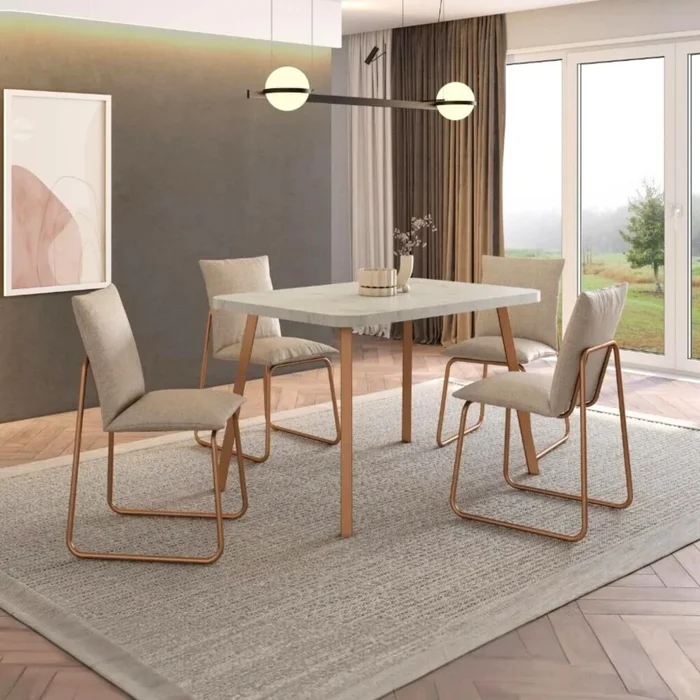 Juego de comedor - 4 sillas Soft Stellar Rectangular - Marrón en Beige - Mesas de comedor, Uruguay | Rústico Hogar