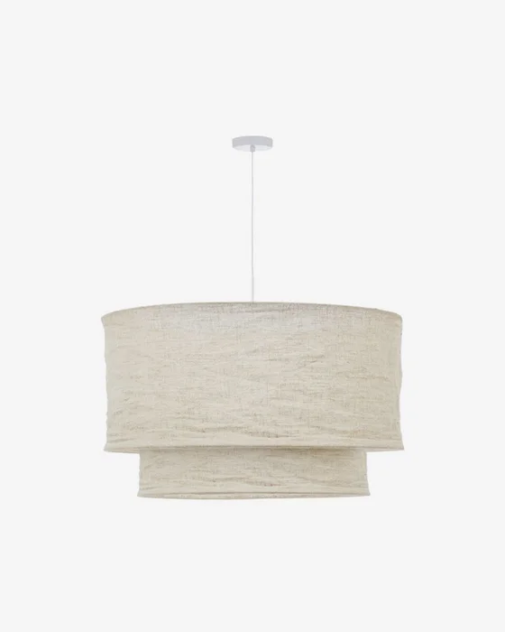 Pantalla para lámpara de techo Mariela de lino con acabado beige Ø 60 x 40 cm en Madera natural - Lámparas colgantes, Uruguay | Kavehome