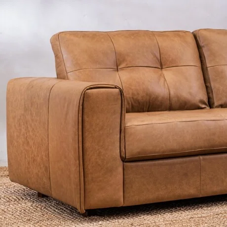 Sillon Cuero Raffaello 3 Cuerpos Amendoa en Marrón - Sillones y sofás, Uruguay | Aihaus, vista 3