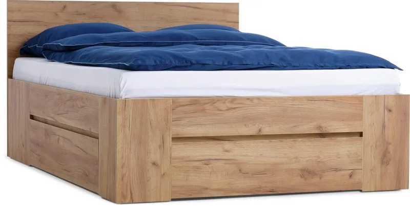 Estructura cama LIMFJORDEN Queen 160x200 3 cajones roble en Madera natural - Dormitorio, Uruguay | JYSK