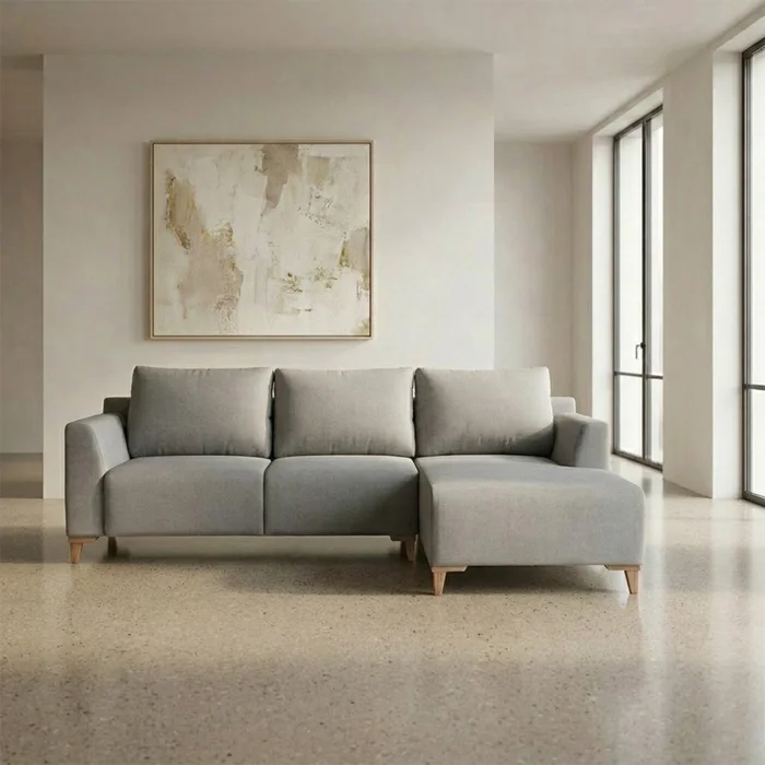 Rinconera Gino - Tela Microfibra - Chaise derecho - TC1009 (Plata) en Gris, Uruguay | NYR, vista 2