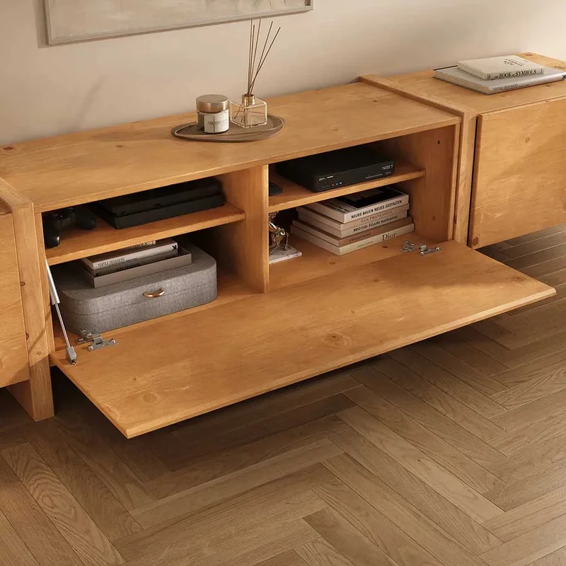 Rack tv Lesly 220CM - Madera Maciza en Madera natural - Muebles para TV, Uruguay | Balton, vista 6