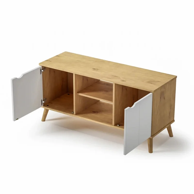 Rack para TV 2 Puertas - Línea Berlin - Blanco en Blanco - Muebles para TV, Uruguay | Ecowood, vista 4