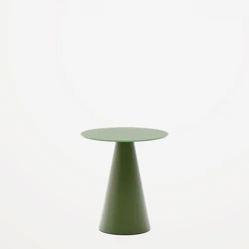 Mesa auxiliar Wilshire cristal templado glaseado y acero acabado - pintado verde mate Ø50cm en Verde - Mesas de arrimo, Uruguay | Kavehome