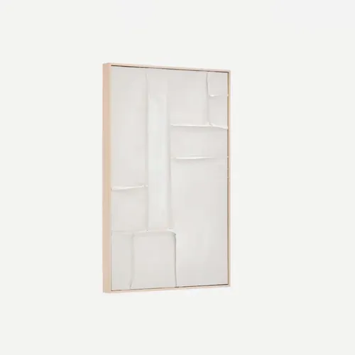 Cuadro Klis de lino con formas geométricas blanco - 60 x 90 cm en Blanco - Decoración de pared, Uruguay | Kavehome