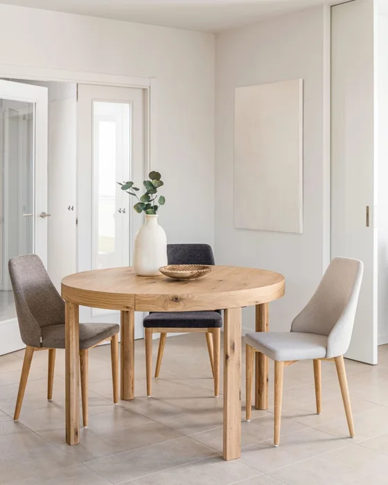 Silla Rosie de chenilla y patas de madera maciza de fresno con acabado natural - marrón en Marrón, Natural - Sillas, Uruguay | Kavehome, vista 3