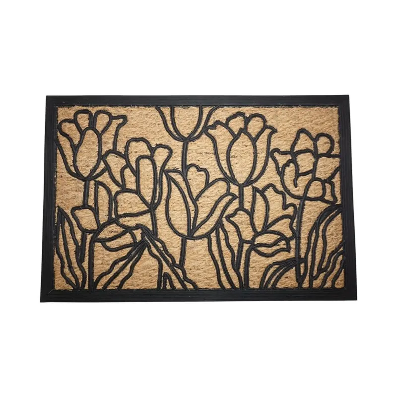 FELPUDO COCO/GOMA 40X60CM H.1CM TULIPANES en Marrón - Textiles, Uruguay | Decohogar