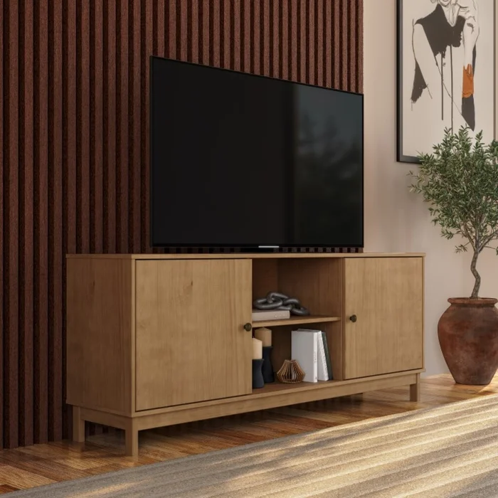 Rack 2 Puertas Essencia Freijó en Madera natural - Muebles para TV, Uruguay | Aihaus