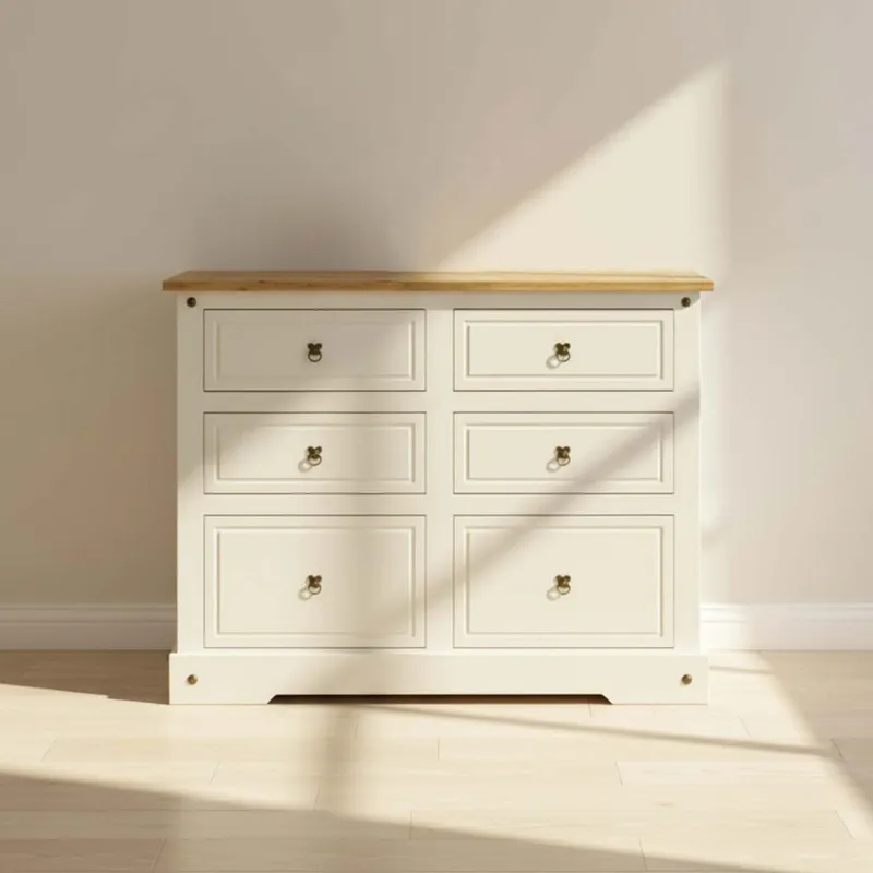 Cómoda Cajonera 6 Cajones Madera Natural-beige Smile en Beige - Cómodas, Uruguay | Divino