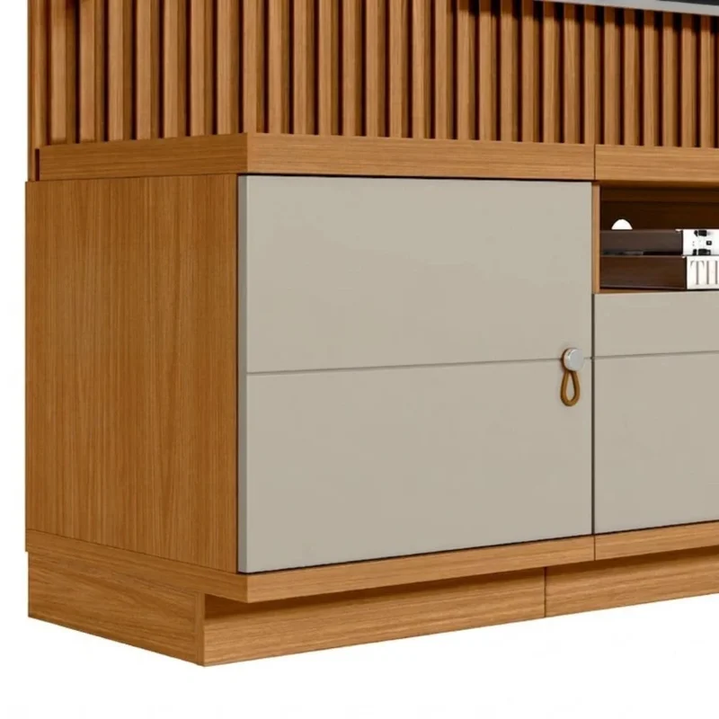 Modular para Tv Ouro Rack + Panel 2 Laterales - Línea Haus en Madera natural - Muebles para TV, Uruguay | Ecowood, vista 3