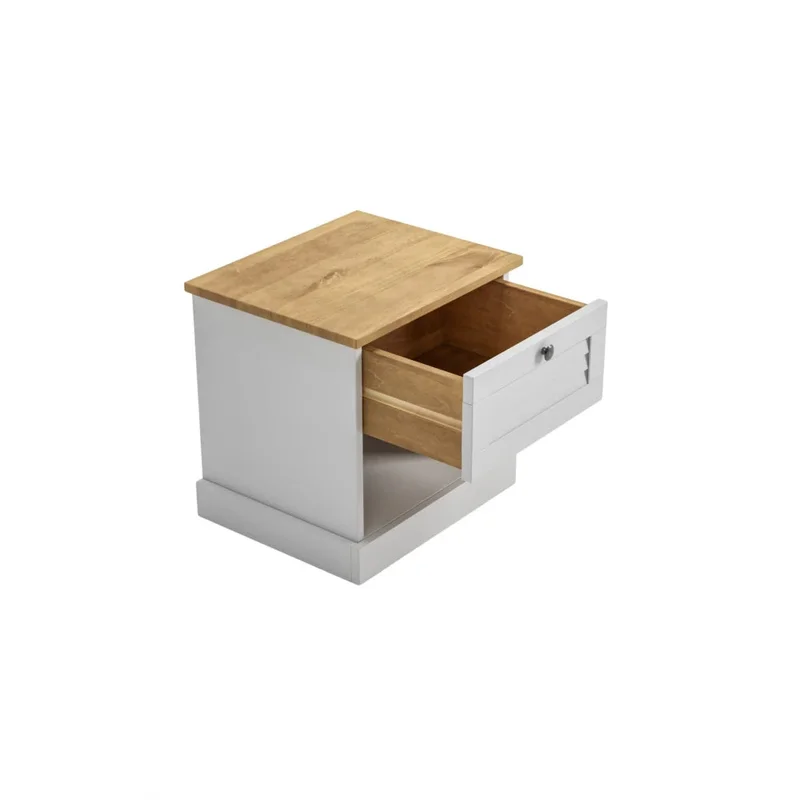 Mesa de Luz - 1 Cajon - 1 Estante - Línea Oslo - Blanco en Blanco - Mesas de luz, Uruguay | Ecowood, vista 3