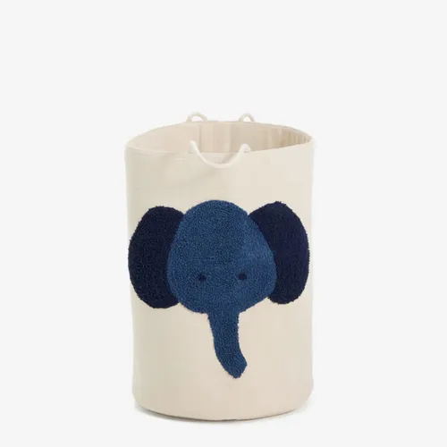 Cesta Tandani de algodón beige con elefante azul 50 cm en Beige - Canastos, Uruguay | Kavehome