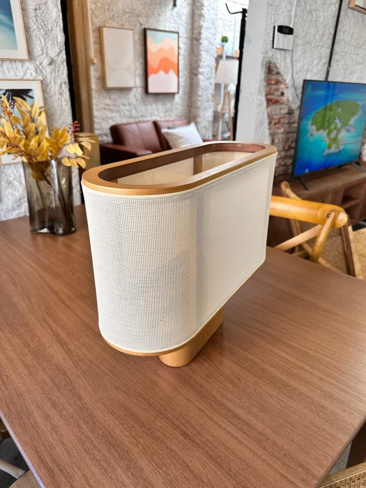 Lámpara de Mesa Eliptico Apollo en Marrón – Recopilación: Elíptico – Material: Madera – Material Pantalla: Esterill - Lámparas de mesa, Uruguay | Berna home, vista 3