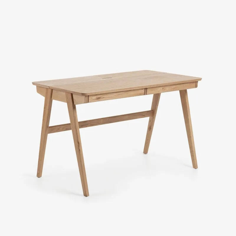 Escritorio Julia chapa y madera maciza de fresno 120 x 65 cm en Madera natural - Escritorios y sillas de escritorio, Uruguay | Kavehome