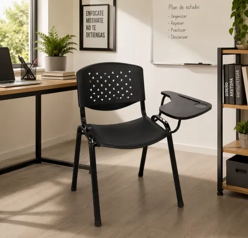 Silla con mesa rebatible a la izquierda en Negro - Escritorios y sillas de escritorio, Uruguay | Que Sal Muebleria