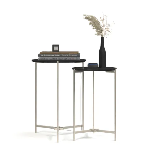 Conjunto Mesas Laterales Redondas Patas De Hierro Tapa Mdp Negro - Mesas de arrimo, Uruguay | Muebles Express