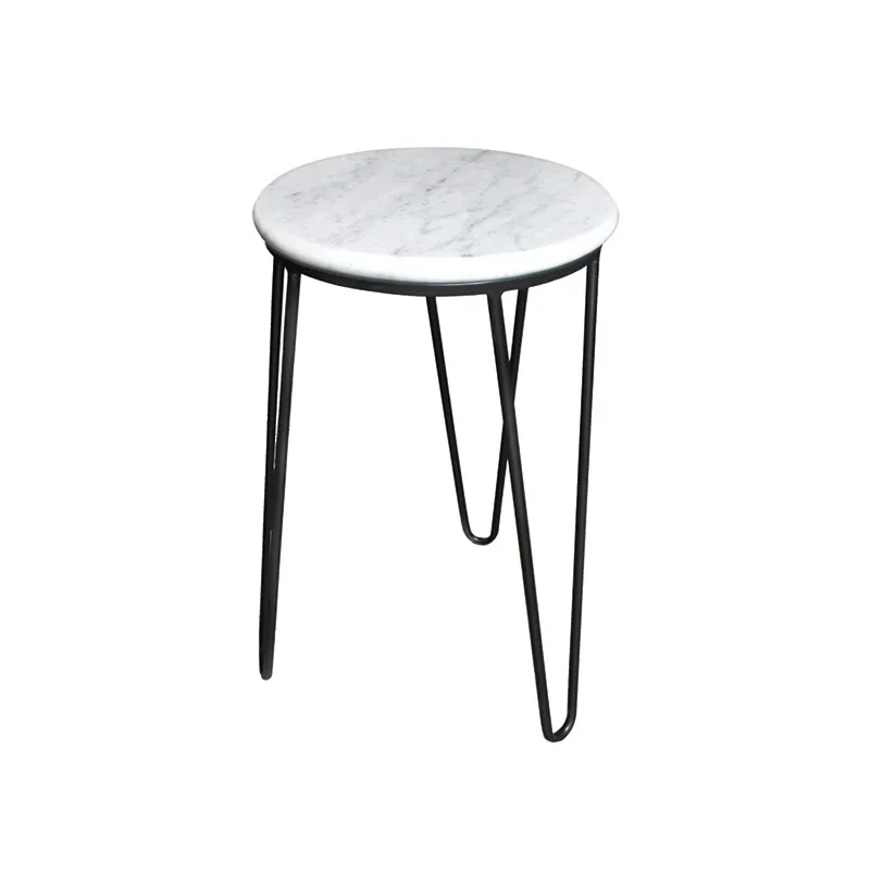 MESA LATERAL POSH BLANCA FD166-1M MARMOL/METAL 30DIAMX50H CM en Blanco - Mesas de arrimo, Uruguay | Vinibel