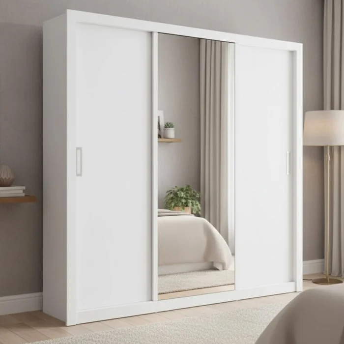 Ropero puertas corredizas - Blanco en Blanco - Roperos y placares, Uruguay | La Cueva Muebles