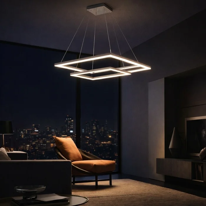 Colgante led dos Marcos 60 + 40cm 70W Dimerizable Plata en Plateado - Lámparas colgantes, Uruguay | Iluminica