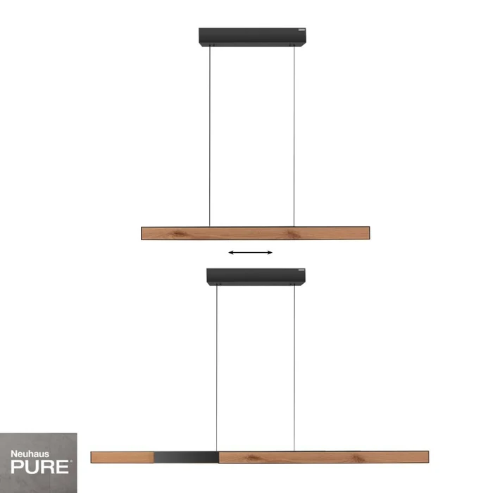 Colgante led lineal motorizado con varias funciones, negro y simil madera en Multicolor - Lámparas colgantes, Uruguay | Iluminica, vista 2