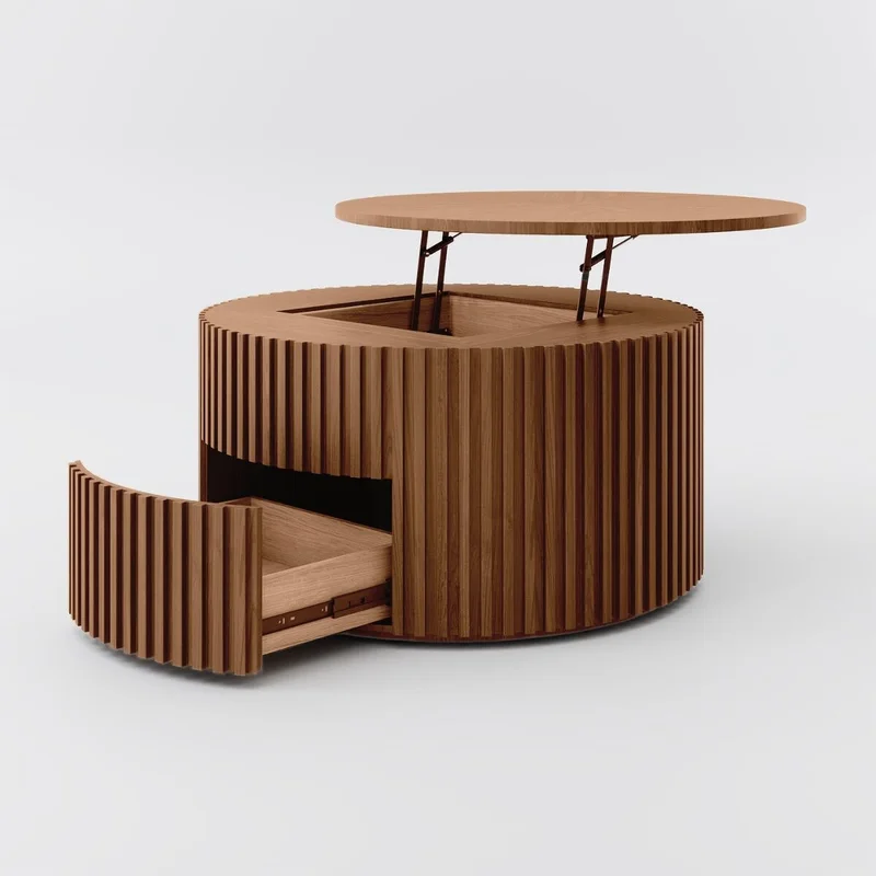 MESA DE CENTRO 3D Roble Claro CIRCULAR en Marrón - Mesas de comedor, Uruguay | Viasono, vista 4