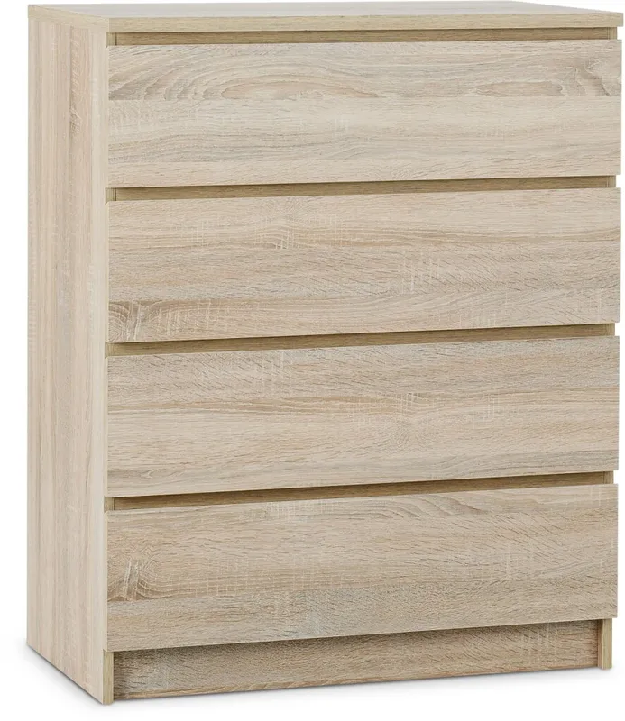 Cómoda LIMFJORDEN 4 cajones roble claro en Madera natural - Cómodas, Uruguay | JYSK