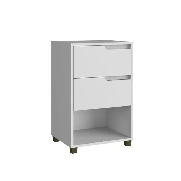 Mesa De Luz 2 Cajones 1 Espacio Dormitorio 100% Mdf en Blanco - Mesas de luz, Uruguay | Soy Hogar