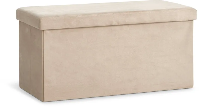 Puf AUNING 76x38 con almac terciopelo arena osc en Beige - Butacas, banquetas y puffs, Uruguay | JYSK