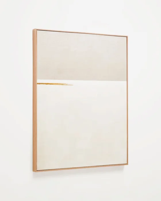 Cuadro abstracto Salin con raya horizontal de lino 80 x 100 cm en Beige - Decoración de pared, Uruguay | Kavehome