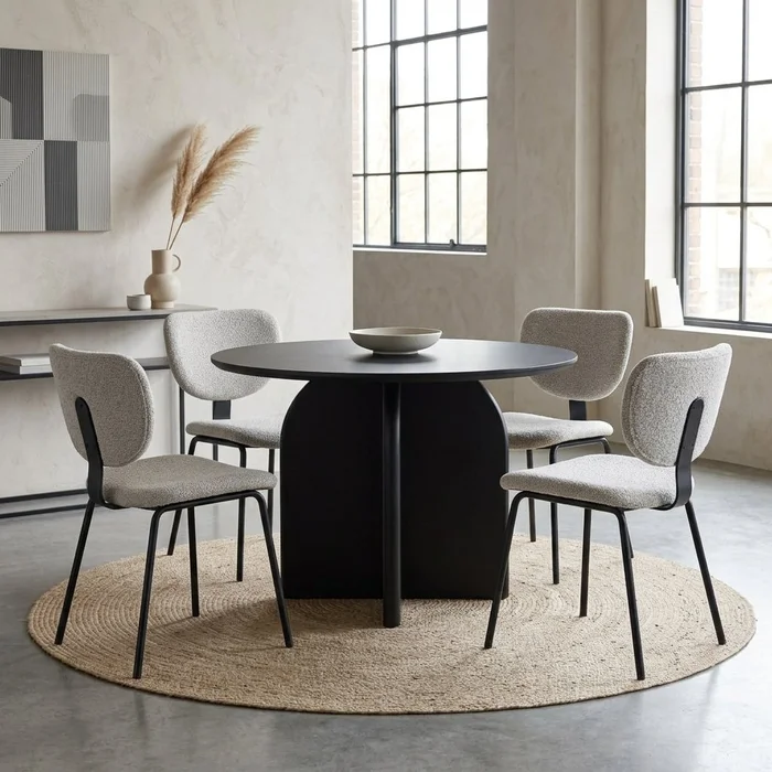 Mesa de Comedor Arco Ovalada 90x100cm – Negro en Negro - Mesas de comedor, Uruguay | Berna Home, vista 2