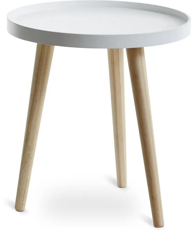 Mesa auxiliar BAKKEBJERG Ø40 blanco/natural en Blanco/natural - Mesas de arrimo, Uruguay | JYSK