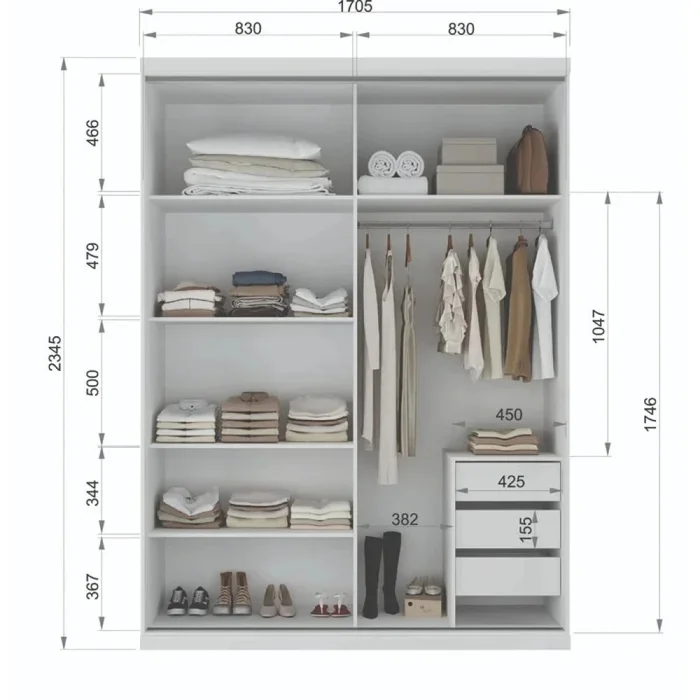 Ropero puertas corredizas Plus - FIT - Roperos y placares, Uruguay | Ecowood, vista 3