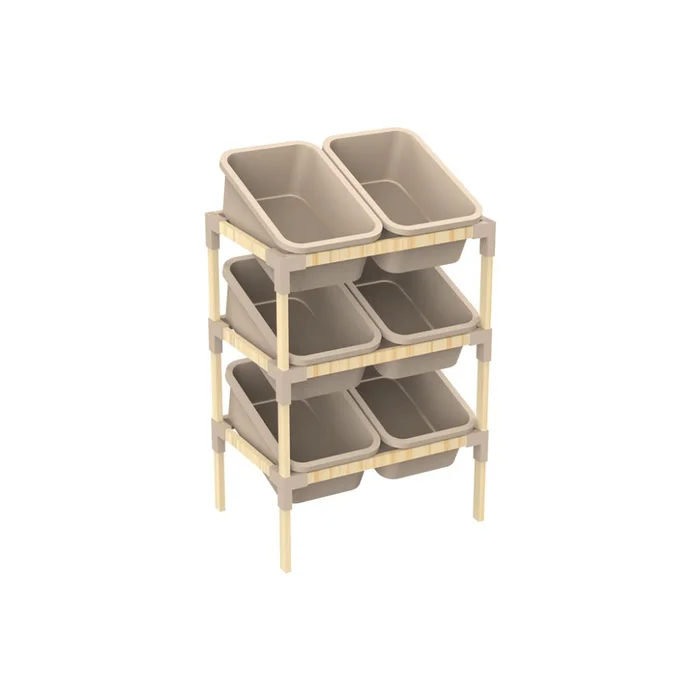 ESTANTERIA 6 CONTENERDORES 90X55X39CMS MEDERA Y PP en Beige - Bibliotecas, Uruguay | Koz