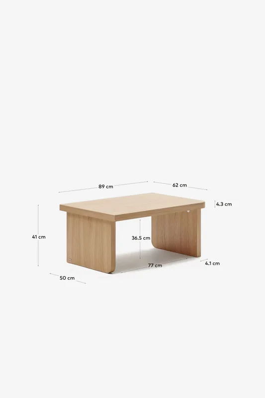 Mesa de centro Oaq de chapa de roble con acabado natural - 89 x 62 cm en Madera natural - Mesas de living, Uruguay | Kavehome, vista 9