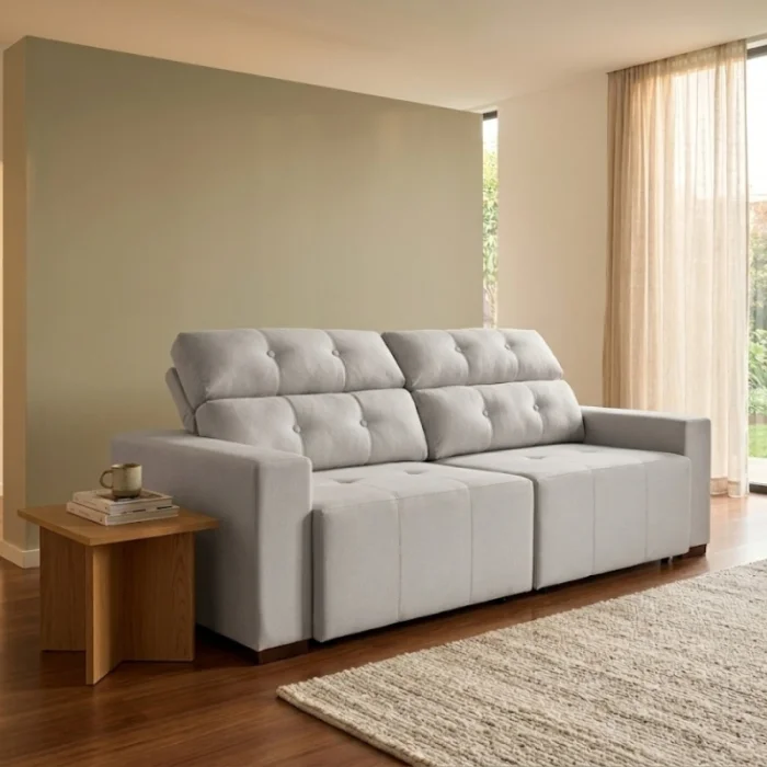 Sofá San Bernardo Retráctil / Reclinable, espuma D33 - 1.80 de largo, cuerpo entero en Gris - Sillones y sofás, Uruguay | Urumobil, vista 2