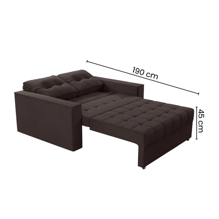 Sofa Cama 2 Plazas Abertura Frontal Ruedas Patas De Madera en Marrón - Sillones y sofás, Uruguay | Soy Hogar, vista 3