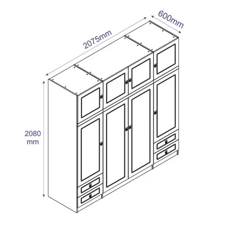 Ropero 8 puertas 4 cajones Linea Naturale en Madera natural - Roperos y placares, Uruguay | La Cueva Muebles, vista 12